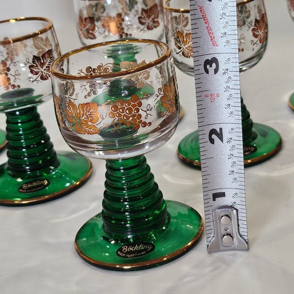 Vintage Roemer Bockling 6 Cordial Glasses Beehive Stem Gilt Embellished Grapes - Picture 8 of 10